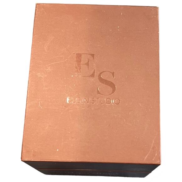 Elgin Studio Rose Gold Fold Over Clasp Analog Swarovski Crystal Watch NEW in Box - Picture 3 of 10